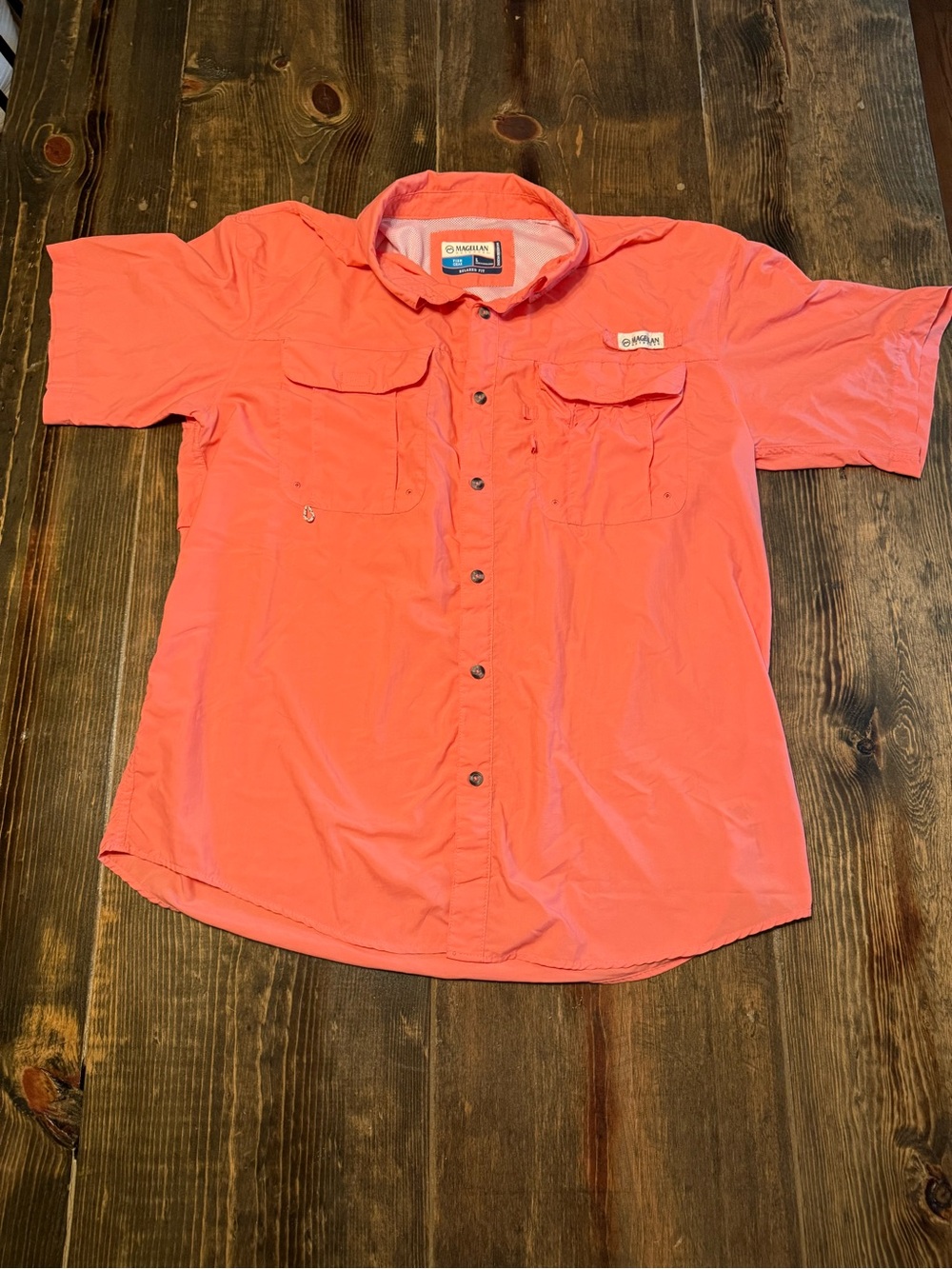 Magellan Outdoors Coral Button-Up Short Sleeve Shirt
